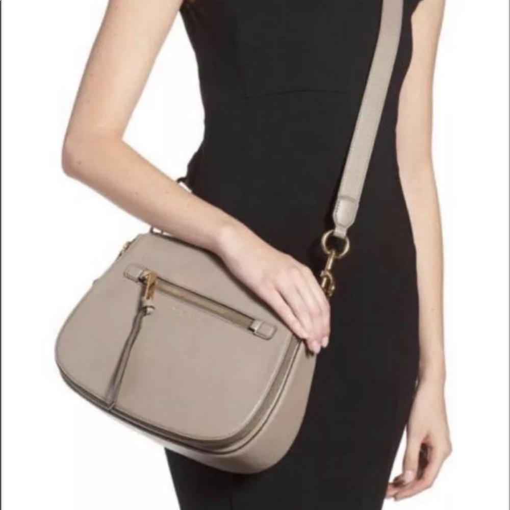 Marc Jacobs Recruit Leather Crossbody gold hardware gray